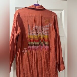 Women's Rust Button-Up Top